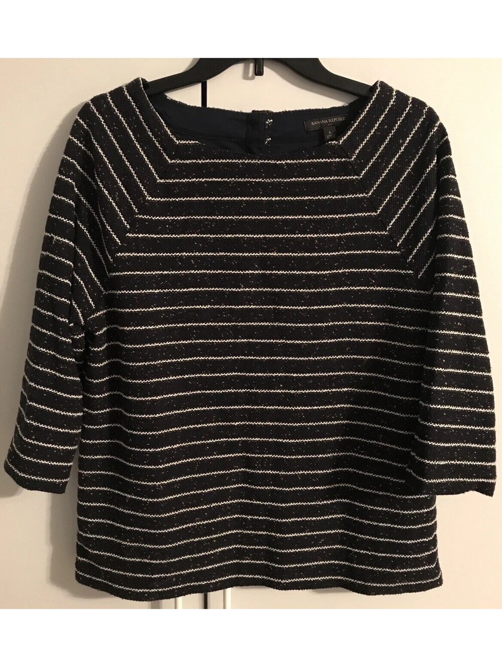 Banana Republic Womens Black Striped Large Colorfully Threaded Sweater! A568
